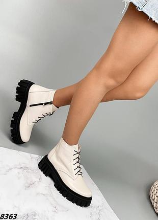 Черевики чоботи демі натуральна шкіра світлий беж3 фото