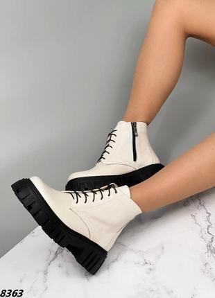 Черевики чоботи демі натуральна шкіра світлий беж8 фото