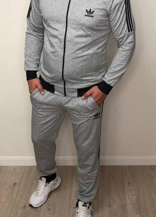Мужской серо-чёрный спортивный костюм adidas чоловічий чорно-сірий спортивний костюм adidas