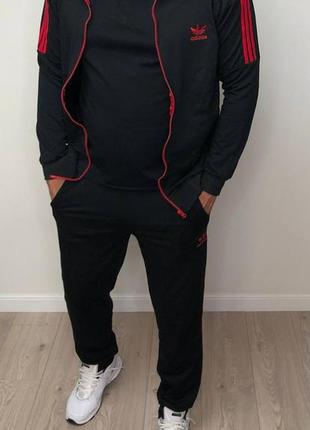 Мужской чёрно-красный спортивный костюм adidas чоловічий чорно-червоний спортивний костюм adidas2 фото