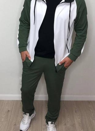 Мужской бело-хаки спортивный костюм чоловічий біло-хакі спортивний костюм