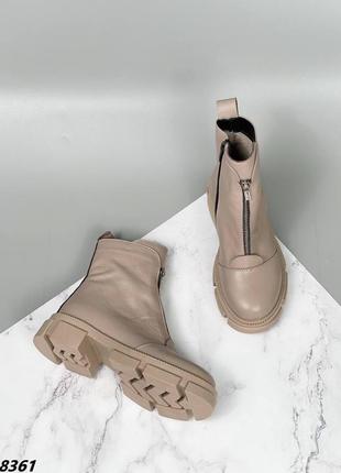 Черевики чоботи натуральна шкіра зима беж