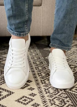 Стильные кеды мужские кожаные белые деми,демисезонные,осенние,весенние (осень,весна 2022-2023)