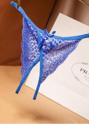 Труси з дірками сині жіночі - розмір універсальний, гумка до 88см