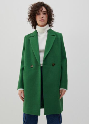 Новое стильное пальто с добавленим шерсть в изумрудном цвете размер 40,42 и 44