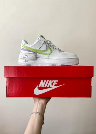 Жіночі демісезоні білі шкіряні кросівки nike air force shadow🆕 найк аир форс шадоу
