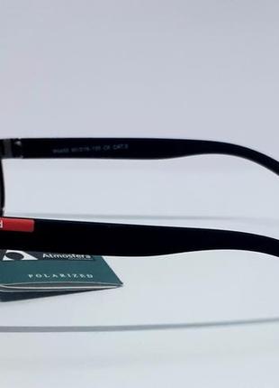 Atmosfera чоловічі сонцезахисні окуляри каплі чорні з червоними вставками поляризовані3 фото