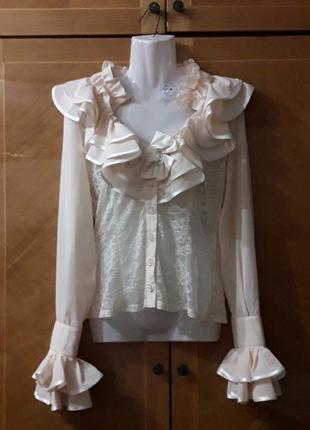 Marta vladi  стильна блуза з кружевом і рюшами в вінтажному стилі1 фото