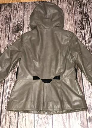 Утепленная кожаная куртка hunter для девушки, размер l  (44-46)7 фото