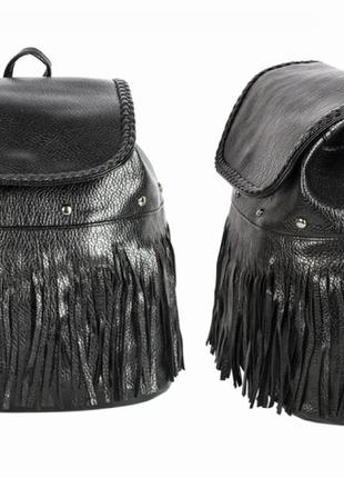 Жіночий рюкзак з бахрамою чорний, 124927