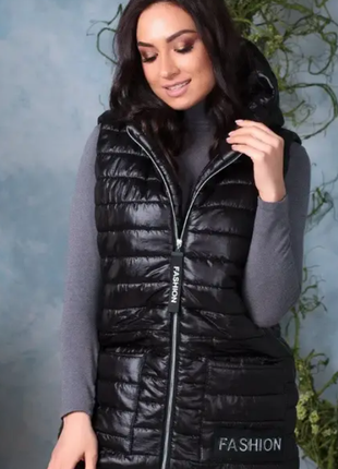 Тепла жилетка з капюшоном плащівка батал 5 цветов 00142 /иргм