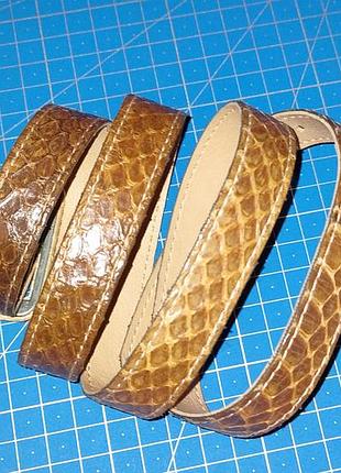 Ремень из натуральной кожи питона, змеи, ручной работы. винтаж.