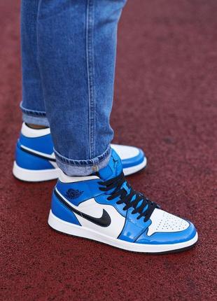 Кросівки чоловічі nike air jordan 1 mid signal blue/кроссовки мужские найк аир джордан