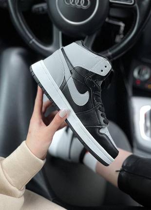 Кросівки жіночі nike air jordan retro 1 black grey fur/кроссовки женские найк аир джордан рэтро 1