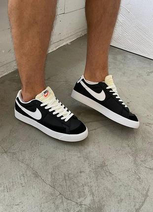 Кросівки чоловічі nike blazer low black white/кроссовки мужские найк блэйзер