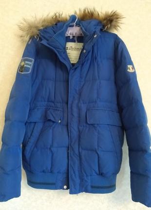 Куртка с капюшоном синяя l dolomlie пуховик