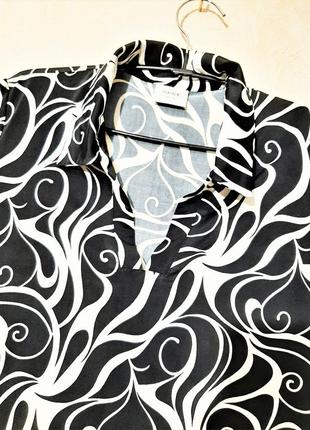 Брендова чудова блуза жіноча чорна білий малюнок трикотин стрейч рукав 3/4 комірець next4 фото