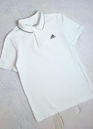 Фирменная белая футболка поло adidas на мальчика 11 - 12 лет