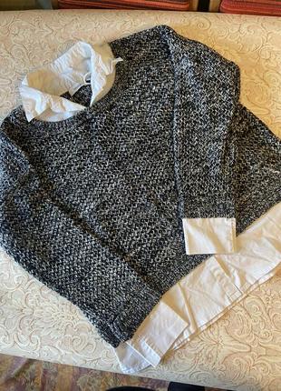 Тепленький стильний светр з імітацією рубашки