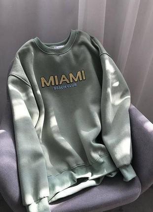 Трендовий теплий світшот оверсайз з надписью miami
