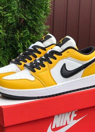 Мужские кроссовки nike air jordan 1 low кожаные стильные баскетбольные желтые2 фото