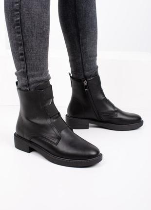 Стильні чорні осінні демісезон черевики низький хід1 фото