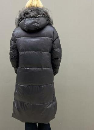 Стильное зимнее пальто, пуховик с мехом чернобурки.8 фото
