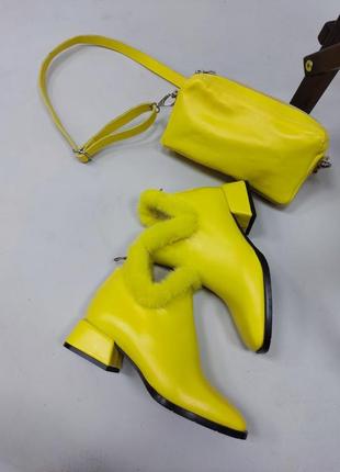 Эксклюзивные ботинки из итальянской кожи с норкой женские7 фото
