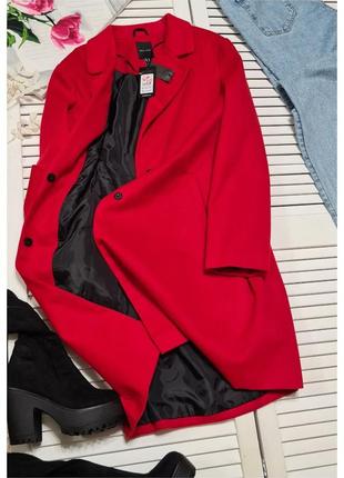 Красное демисезонное пальто new look8 фото
