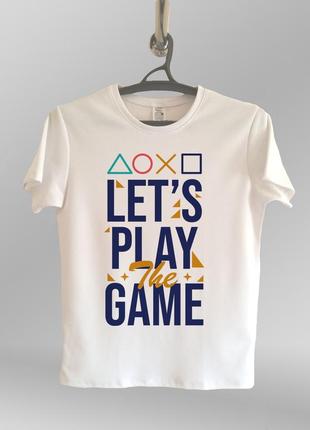 Чоловіча футболка з принтом let's play game ігрова футболка для геймера1 фото