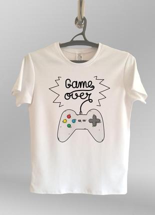 Чоловіча футболка з принтом game over ігрова футболка для геймера1 фото
