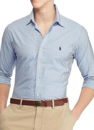 Оригінальна сорочка ralph lauren slim fit checked shirt blue/white
