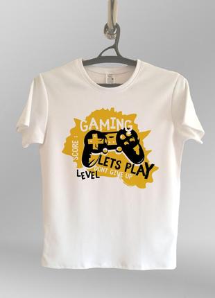 Чоловіча футболка з принтом gaming let's play ігрова футболка для геймера