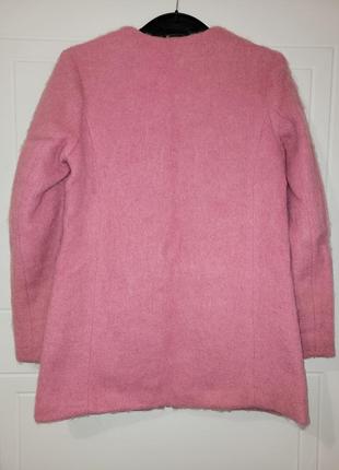 Стильное пушистое пальто, кардиган розового цвета2 фото