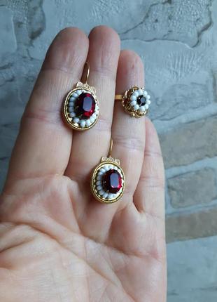 Набір сережки і кільце ссср, срср, радянська позолота