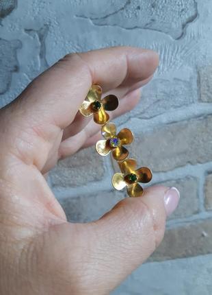 Брош квіти камні скло аб , срср радянський вінтаж позолота4 фото