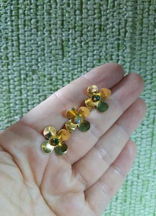 Брош квіти камні скло аб , срср радянський вінтаж позолота2 фото