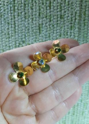 Брош квіти камні скло аб , срср радянський вінтаж позолота1 фото