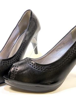 Туфли лодочки на каблуке шпильке с открытым носком, черные. размер 35-40.3 фото