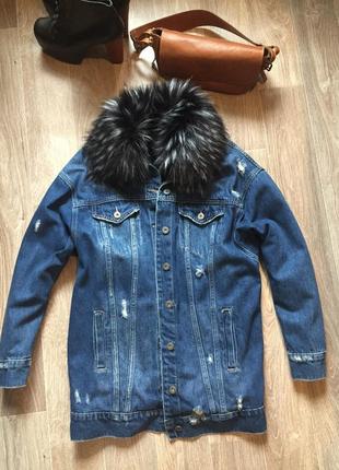 Длинная женская джинсовая куртка на подкладке