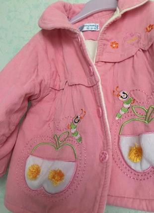 Куртка рожева на дівчинку велюр2 фото