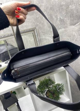 Черная - ​без логотипа - стильная качественная сумка из дорогого турецкого материала, с тиснением по6 фото