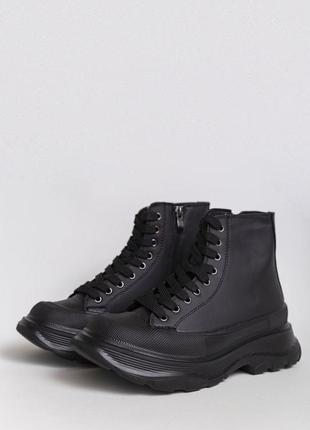 Ботинки женские на шнурках цвет черный8 фото