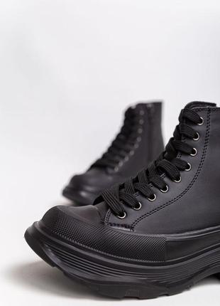 Ботинки женские на шнурках цвет черный6 фото