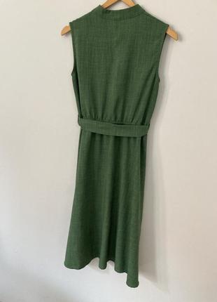 Плаття зелене а-силуету на ґудзиках4 фото