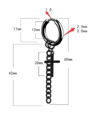 2шт круті сережки унісекс сережки хрест чорний рок медична сталь2 фото