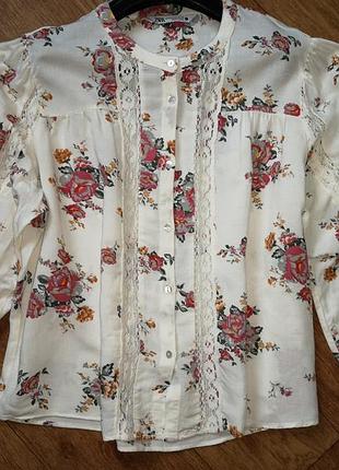 Блуза рубашка в цветочный принт zara