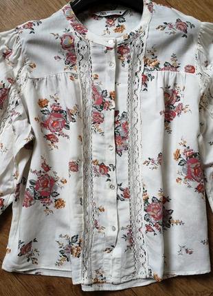 Блуза рубашка в цветочный принт zara2 фото