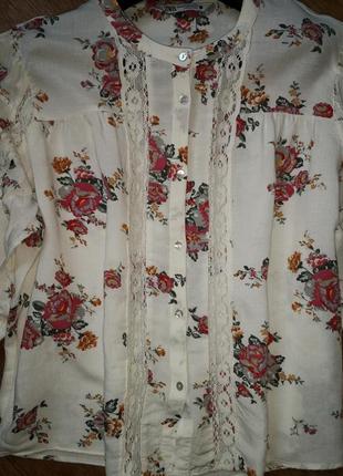Блуза рубашка в цветочный принт zara3 фото