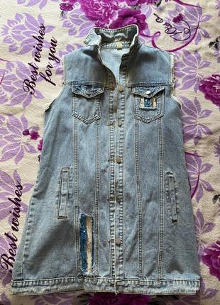 Жилетка джинсовая оверсайз